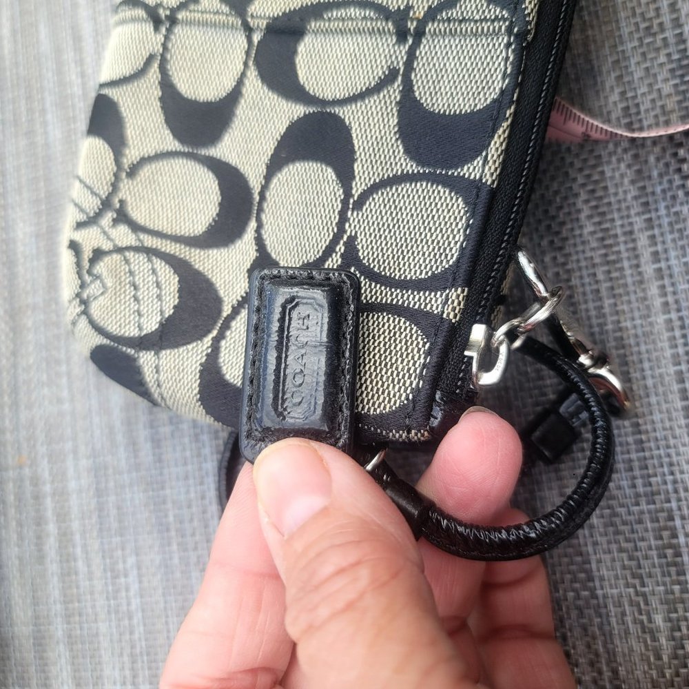 SOLD Coach monogram black and gray wristlet, EUC - Picture 5 of 6
